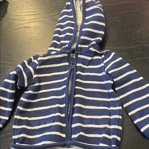 Carter's Navy and Grey Striped Hoodie